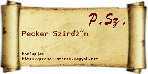Pecker Szirén névjegykártya